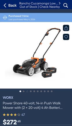 14inch 40V WORX Lawn mower NEW