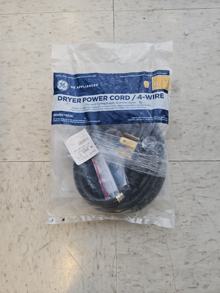 GE 6' Dryer Power Cord 4 Wire 30 Amp I-7971