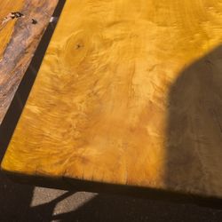 89'x18"On One End 15" In Center And 17"On Other End  2 1/2 "And 104" X15 Thick Quilted And Sugar Maple With Live Edge One Has Beautiful Polyurethane "