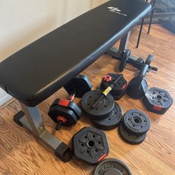 Bench And Dumbbell Equipment Includes Pull Up Bar