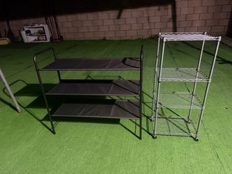 Two Freestanding Storage Shelving Units shoe rack
