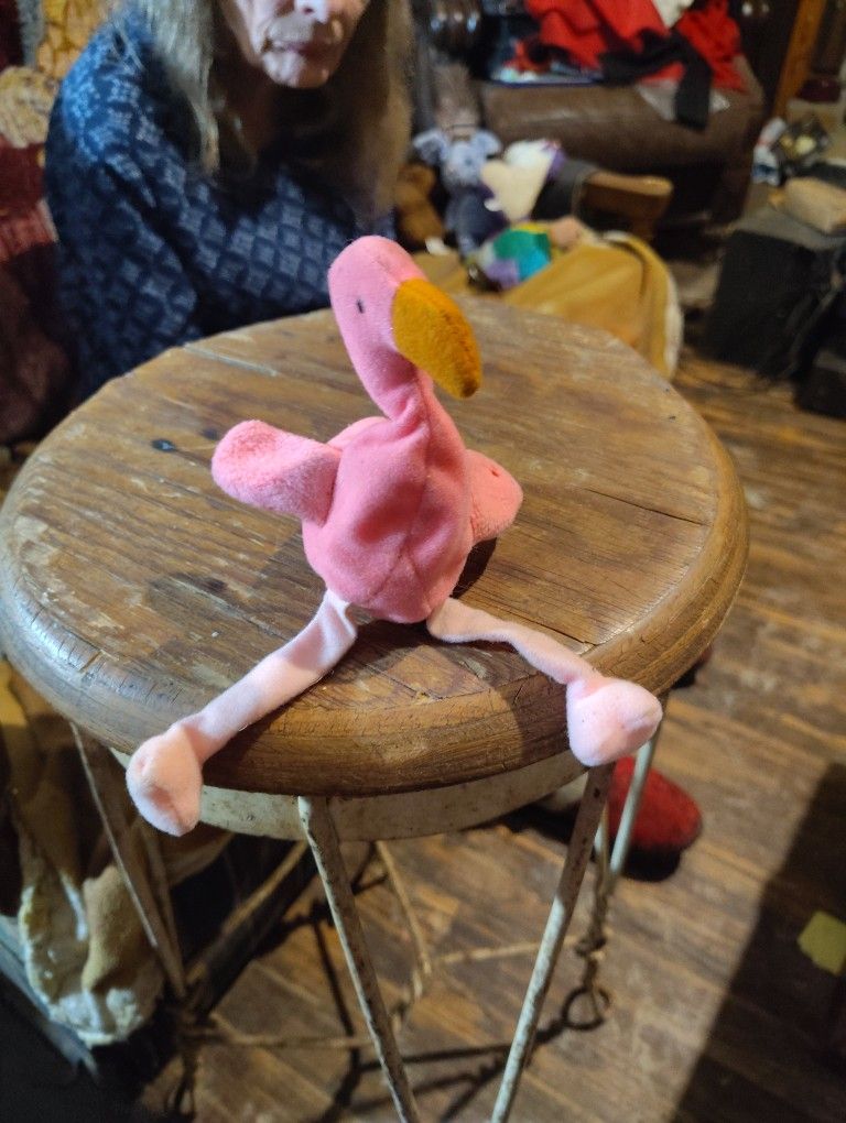 First Generation Ty Beanie Babies Pinky the Flamingo Plush Toy