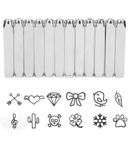 12pcs 6mm 1/4" Stamps Punch Set, Carbon Steel Nature Theme Stamping Tool for Metal Jewelry Making, Leather, Wood