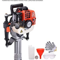 1300W 2 Stroke Jack Hammer T Post Driver 51.7CC Gas Powered Portable Fence Pile Concrete Breaker