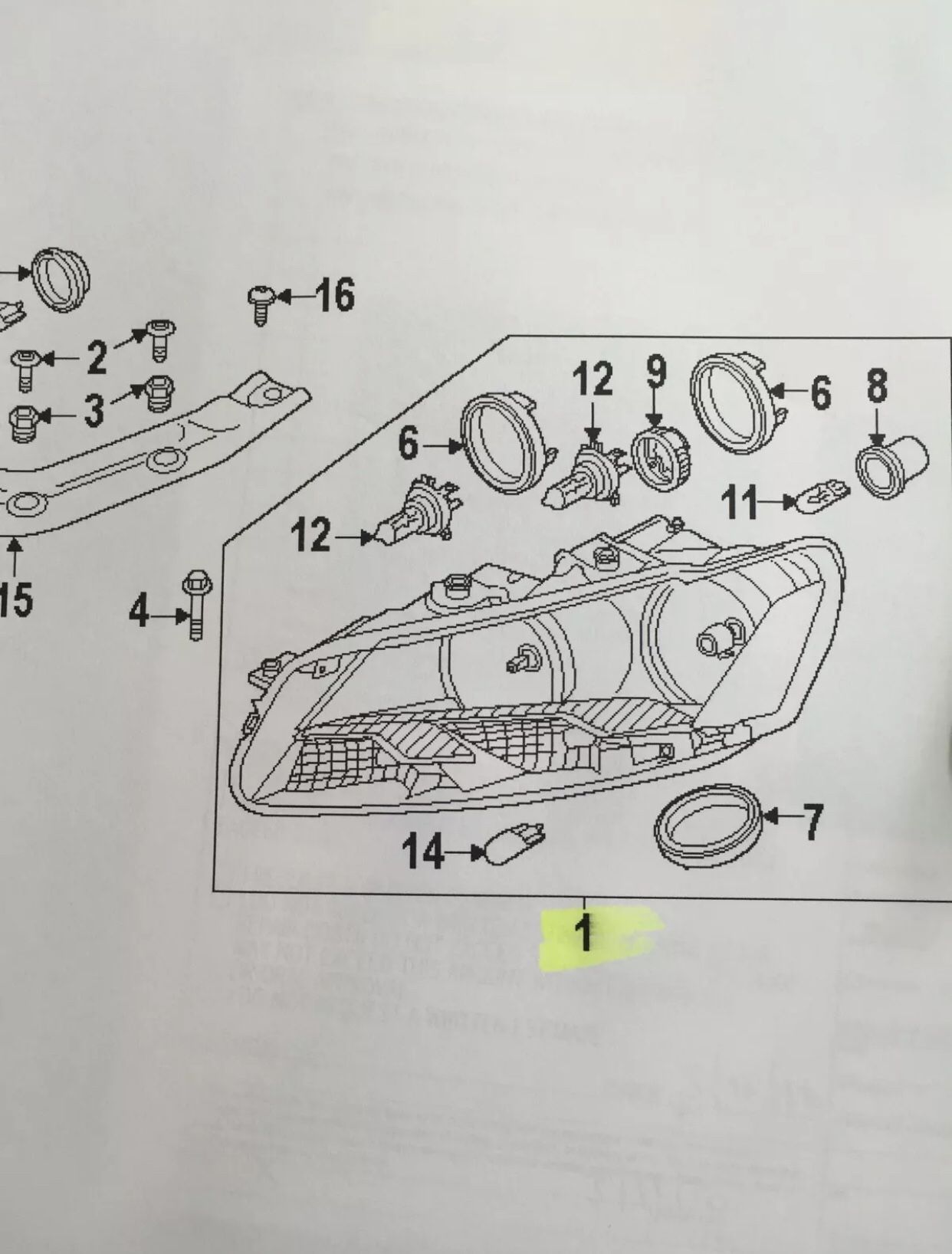 2012-2015 VW PASSAT LEFT HEADLAMP ASSY W/XENON PART # 561-941-005 D