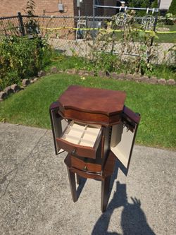 Wooden Standing Jewelry Armoire Cabinet
