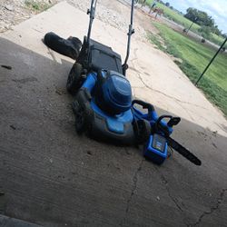 40 Volt Lawn Mower With Chainsaw