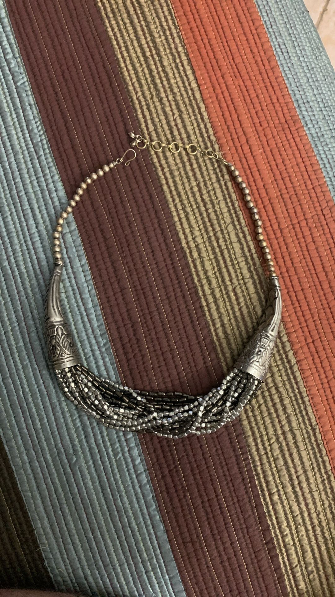 Navajo Indian Hand Made Silver Multistrand Necklace