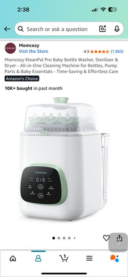 Momcozy KleanPal Pro Baby Bottle Washer, Sterilizer & Dryer - All-in-One Cleaning Machine for Bottles, Pump Parts & Baby Essentials - Time-Saving & Ef