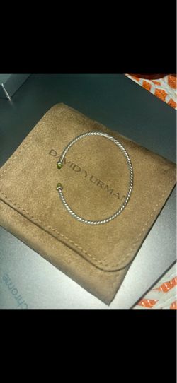 David Yurman Cable Bracelet with Green Stone