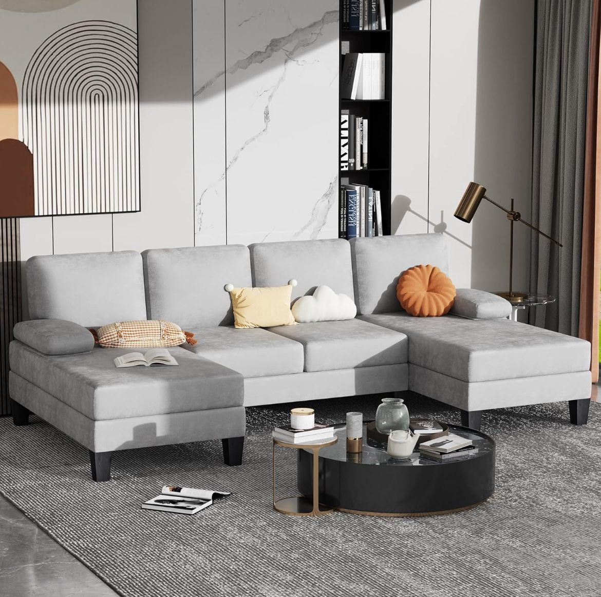 Modern Gray Sectional Couch – Gently Used | $180 OBO