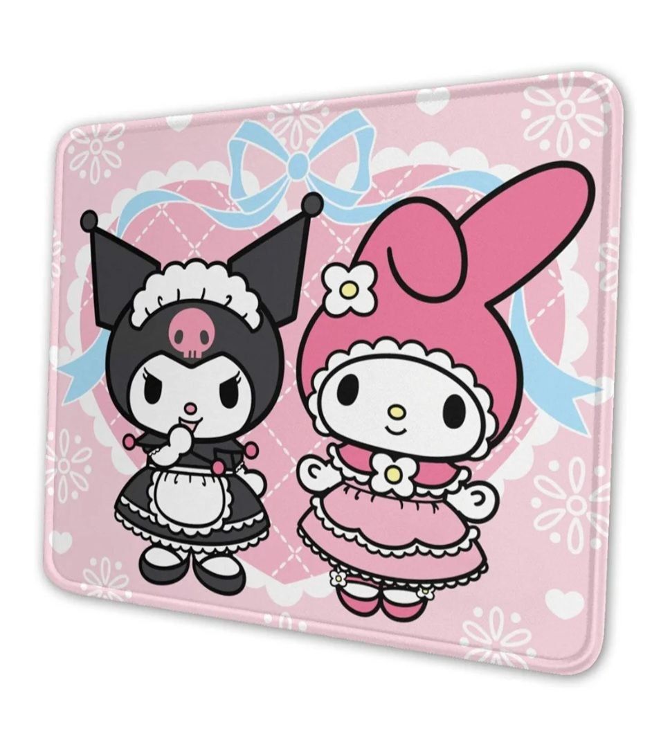 Gmhnssdszd Cartoons Cute Kuromi Mouse Pad Polyester Kawaii My Melody Gaming Mouse Pad for Office Computer Large Mouse Pads for Wireless Mouse, Black,