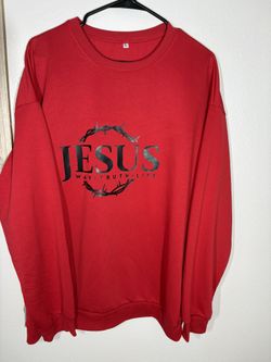 Religious Jesus the Way Truth Life red crewneck sweater sz XL