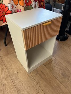 White Nightstand with Drawer and Open Shelf