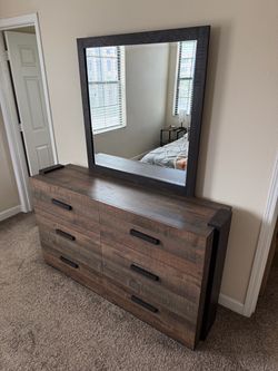 6 Drawer Dresser With Attached Mirror