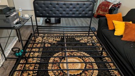 Queen Bed Frame with Tufted Headboard