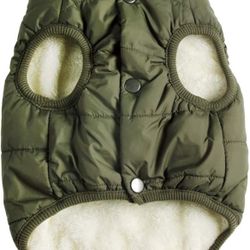 2 Layers Fleece Lined Warm Dog Jacket for Puppy Winter Cold Weather,Soft Windproof -L