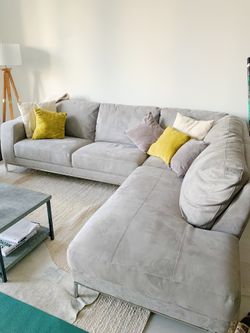 Microfiber light grey Sectional Couch
