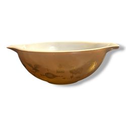 Vintage PYREX Early American Cinderella Bowl 444-4 Qt Gold & Brown Made USA