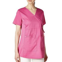 WonderWink work maternity wrap pink scrub top Size Medium comfy stretchy