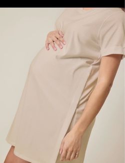 Beige Maternity T-Shirt Dress XL