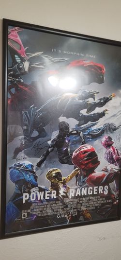 Power Rangers Movie Poster Cast Autographed Bryan Cranston, Becky G, Bill Hader, Elizabeth Banks