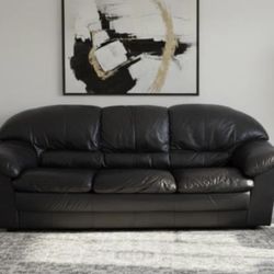 Charcoal Black 3-Seater Couch – Leather