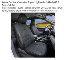 Lolcar Car Seat Covers Toyota Highlander 2014-2019 Full Set