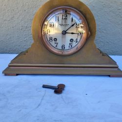Vintage Classic Chelsea Ship's Bell Clock / Bronze / Brass Base Holder, Key & Inst.