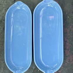 Fiesta Turquoise Blue Relish/Corn Tray (2)Homer Laughlin | Discontinued RARE USA Vintage