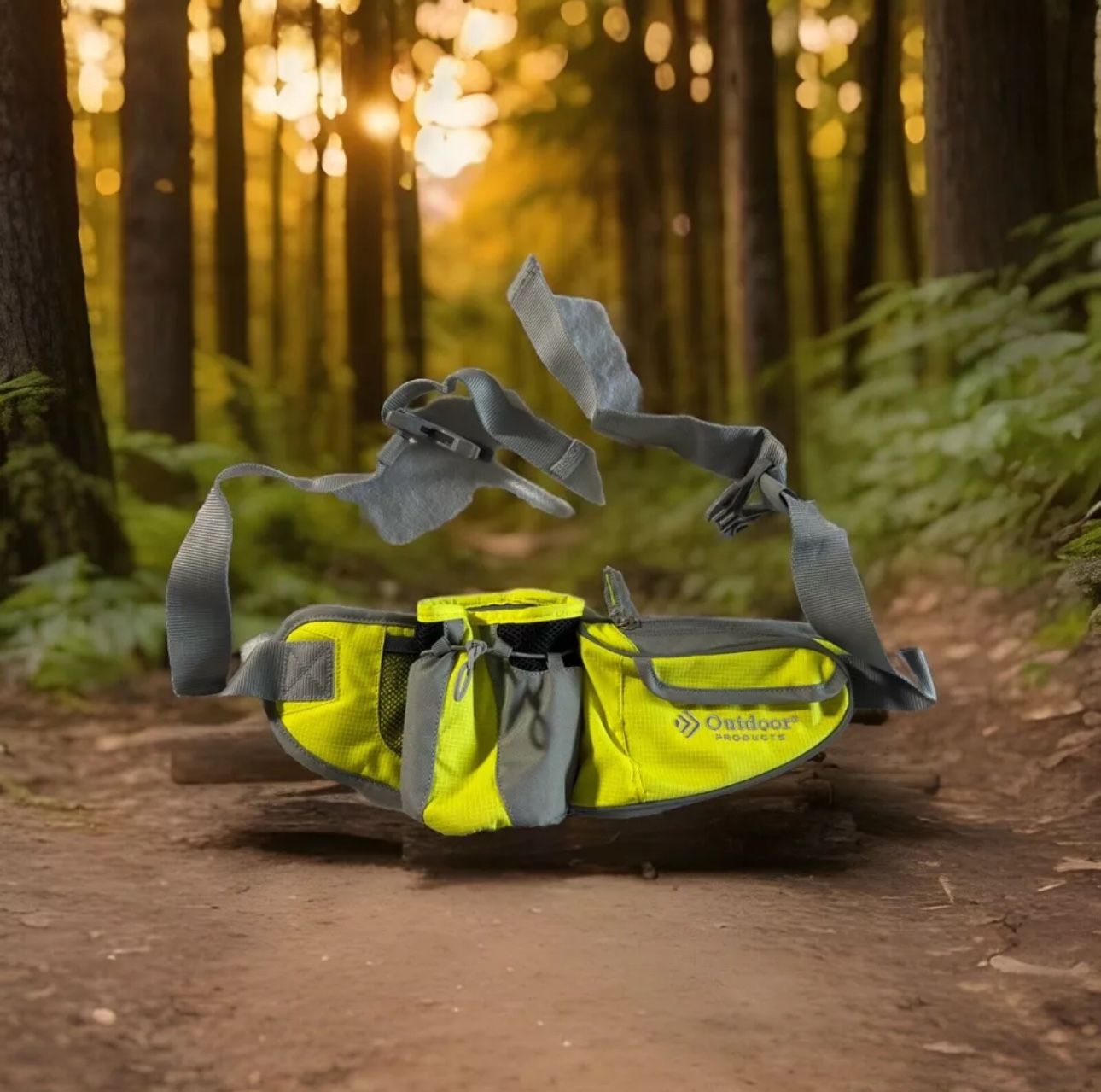 Outdoor Products Yellow Gray Water Bottle Hiking Waist Bag Fanny Pack