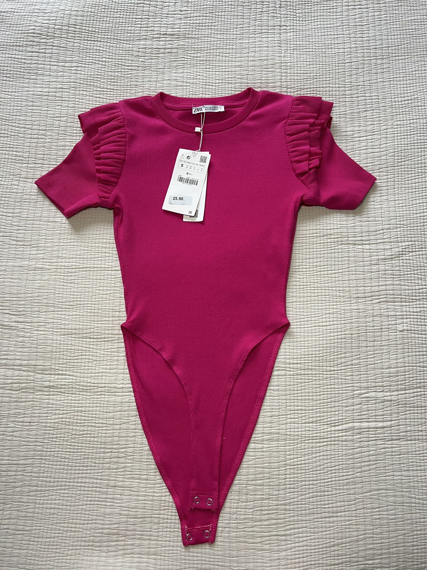 Zara pink ruffle sleeves bodysuit 