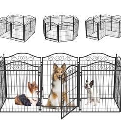 Dog Whelping Box Playpen Fence: Pet Heavy Duty Indoor Play Pen Kennel with Gate for Small Medium Large Dogs - 31 Inch Tall Puppy Outdoor Portable Meta