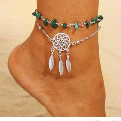 10.5" Turquoise Dreamcatcher Anklet
