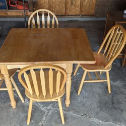 Solid Wood Table and 4 Chairs 