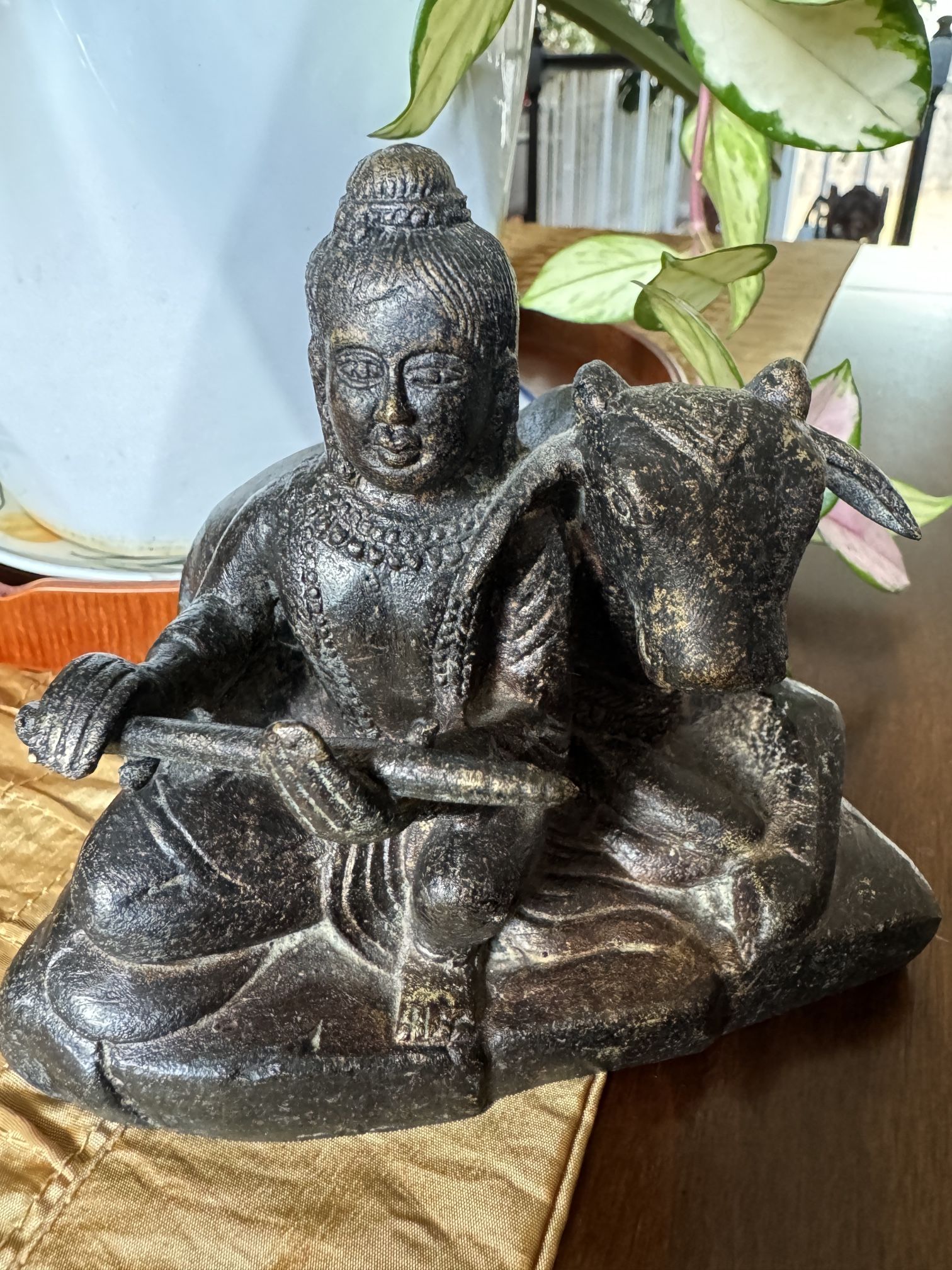 Buddha/Cow Metal Statue