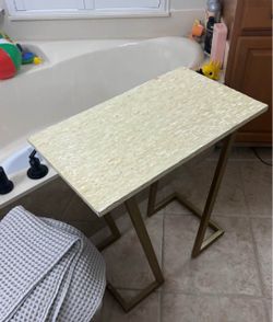 Mother of Pearl Top Side Table Gold Legs (2 tables for price of one)