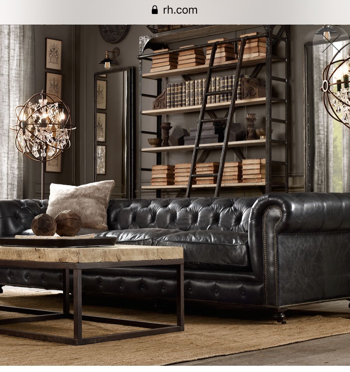 118" Kensington Leather Sofa (Restoration Hardware) for Sale in West