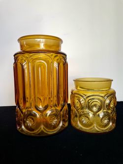 Amber Glass Moon and Stars Jars