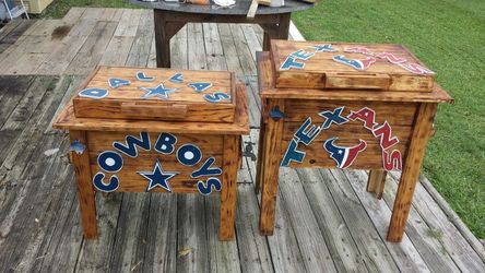 dallas cowboys wooden ice chest