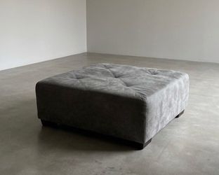 Modern Grey Suede Square Ottoman – Great Condition