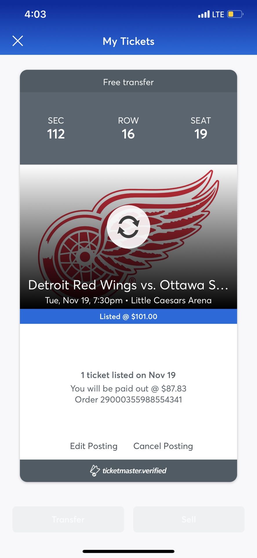 1- Red Wings Ticket