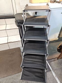 6-Step Extra-Tall Foldable Pet Ramp Alternative with Silver Edge Trim, Heavy-Duty Non-Slip Plastic Dog Steps, Gentle Incline for Seniors & Arthritic P