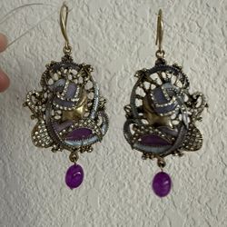 Women’s vintage purple portrait Earrings