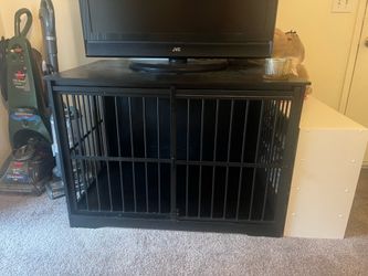 2 door Black wooden dog crate