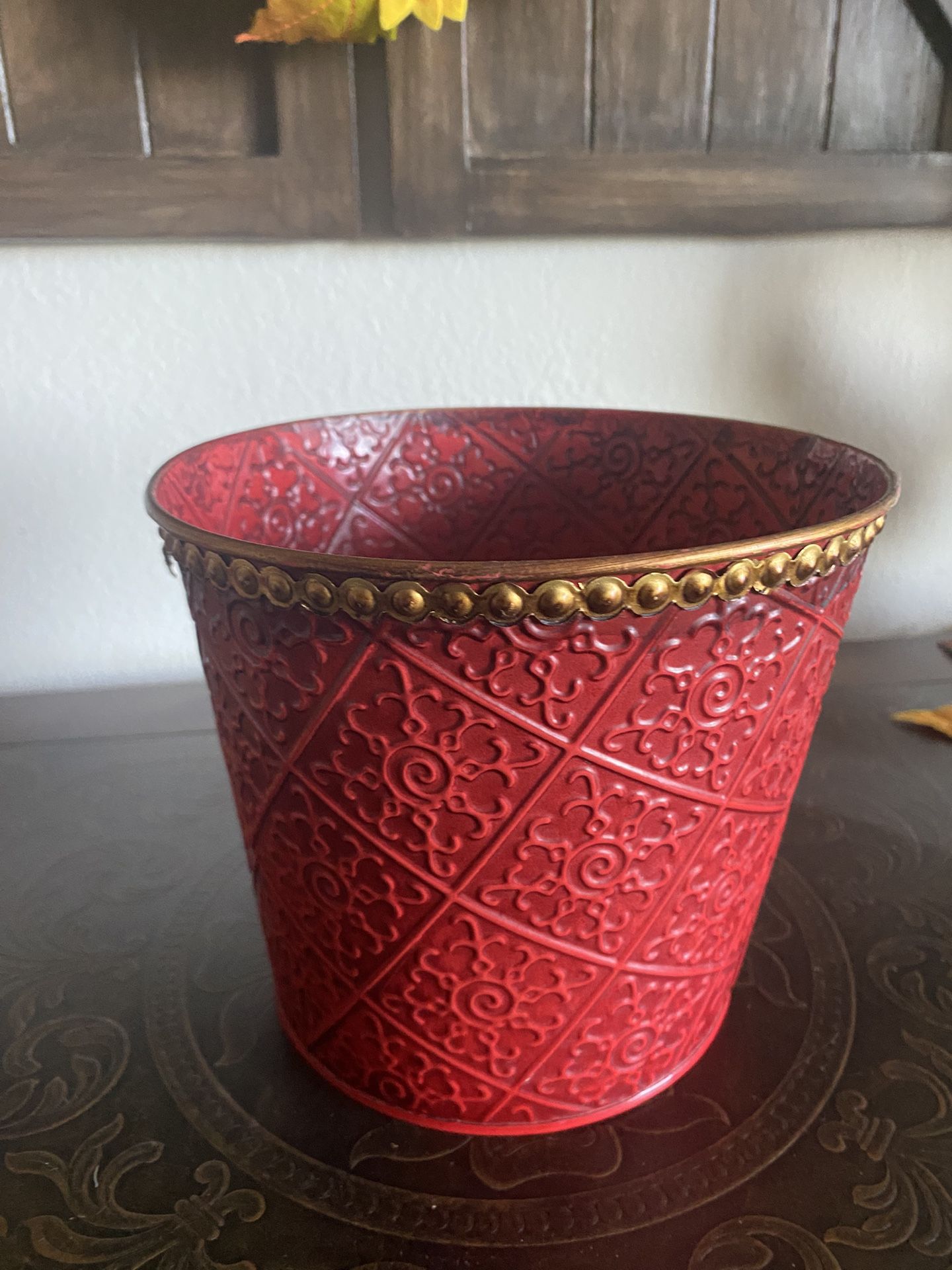 Red Metal Planter Pot