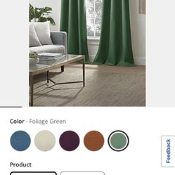 Solid Green Blackout Curtains - Brand New!