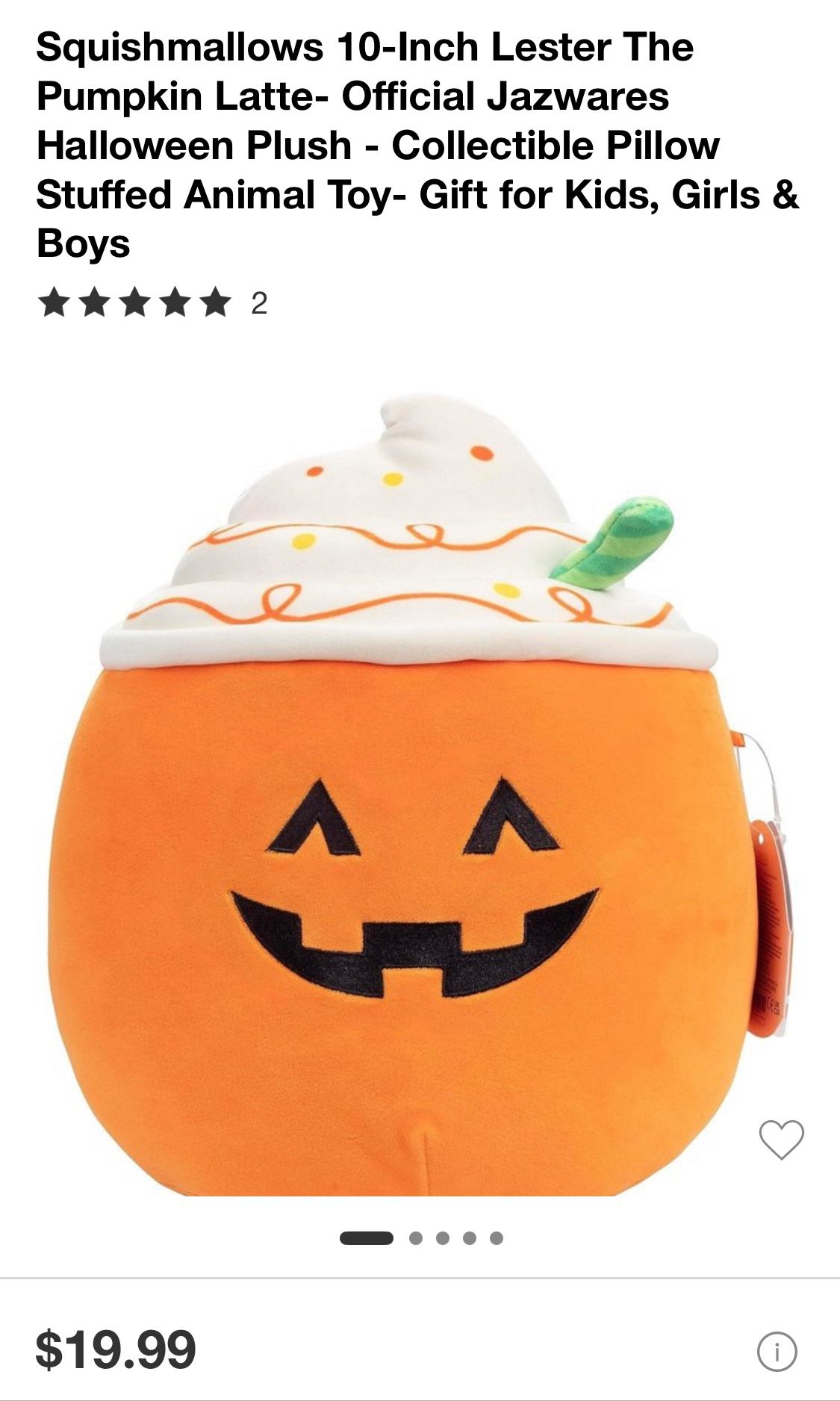 Squishmallows 10-Inch Lester The Pumpkin Latte- Official Jazwares Halloween Plush - Collectible Pillow Stuffed Animal Toy- Gift for Kids, Girls & Boys
