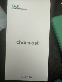 The item shown is a Charmast 10400mAh power bank, model W1056. Helpful information includes: 