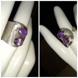 Gorgeous Copper Purple Arizona 925 Sterling Silver Ring